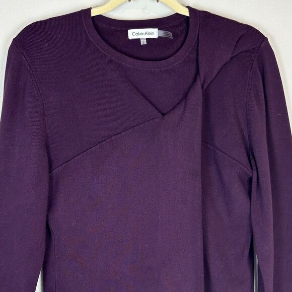 Calvin Klein Purple Long Sleeve Front Twist Sweater L - Picture 2 of 8